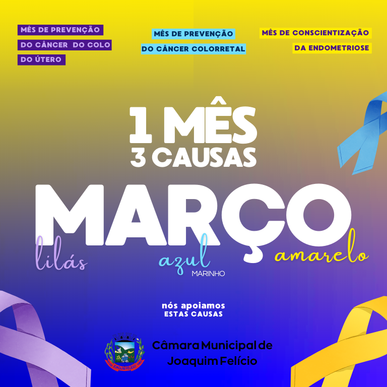 Março: Azul, Lilás e Amarelo